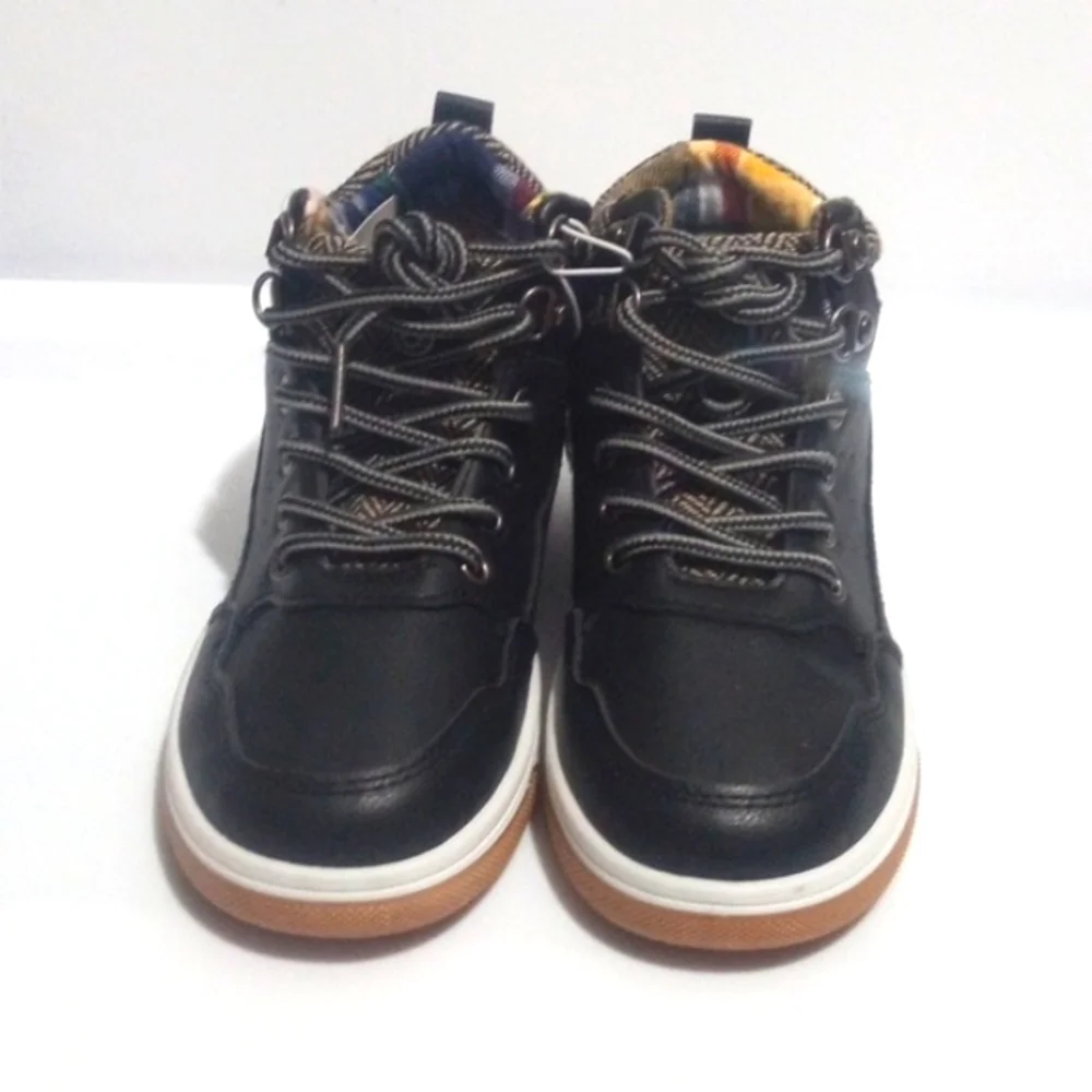 US SPORT HIGH-TOP SNEAKERS with Patterned Ankle Support - Black - SIZE 2 NWT